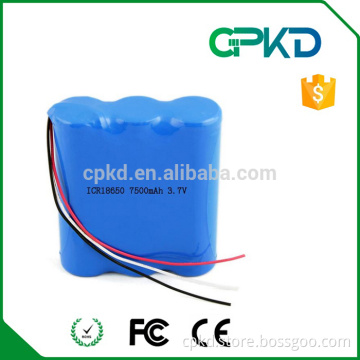 18650 Rechargeable Battery pack with Bare Leads,3.7v 7500mah